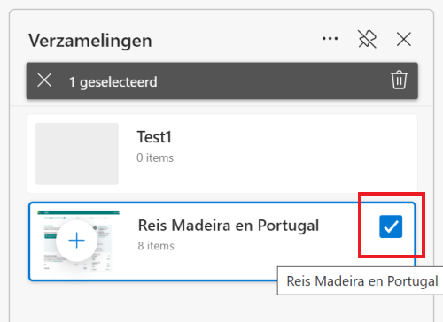 Verzameling selecteren